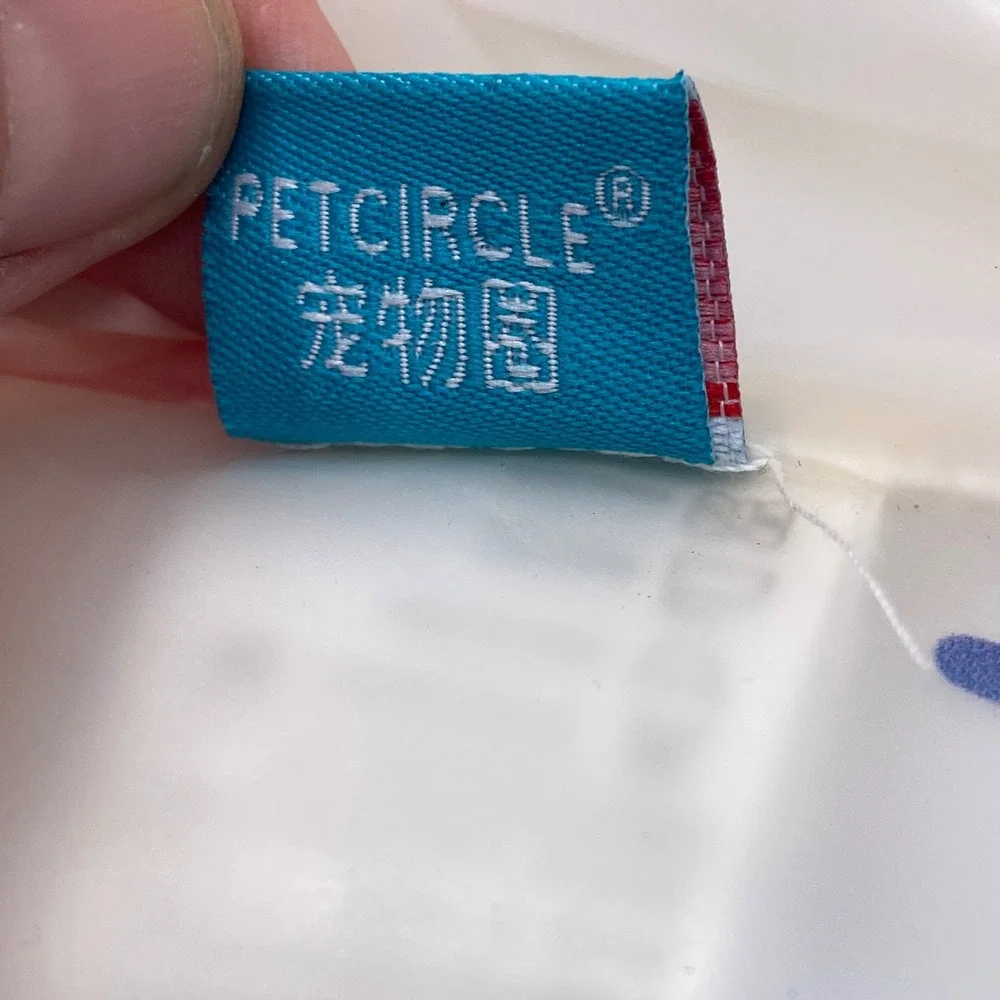 Petcircle Rainbow Print Dog‎ Raincoat Medium Clear Blue Hooded Waterproof Jacket